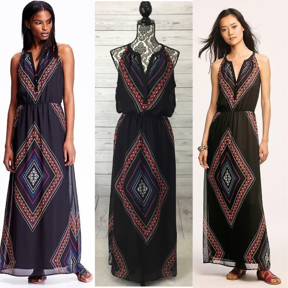Old Navy Women's Patterned Chiffon Maxi Dress Sz M